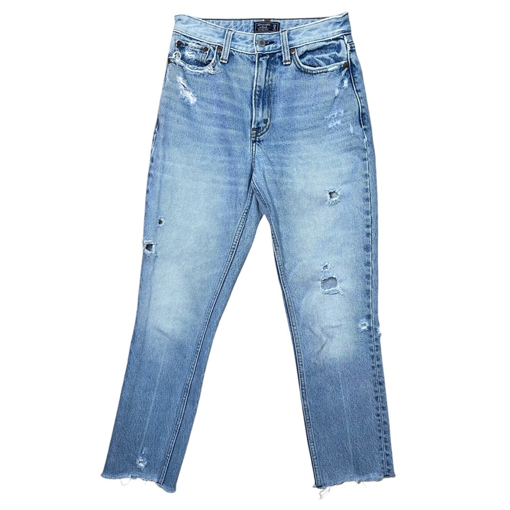 Abercrombie & Fitch Women’s Light Wash Distressed High Rise Mom Jeans